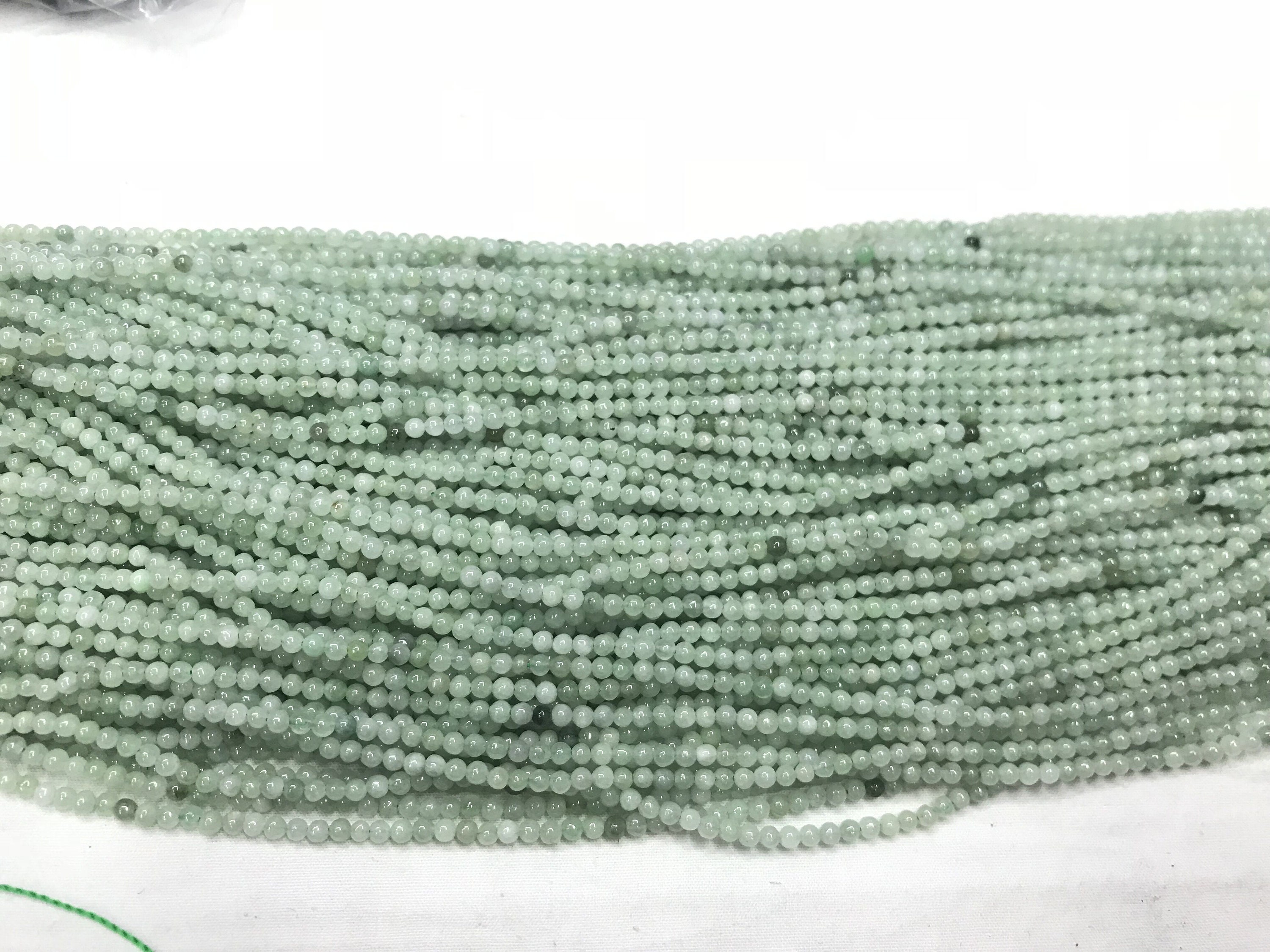 Natural Green Jade 2mm - 4mm Round Genuine Loose Beads 15 inch Jewelry Supply Bracelet Necklace Material Support Wholesale
