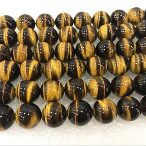 Genuine Yellow Tiger Eye 6mm/8mm/10mm/12mm/14mm Round Natural Grade AAA Beads 15 inch Jewelry Supply Bracelet Necklace Material Support
