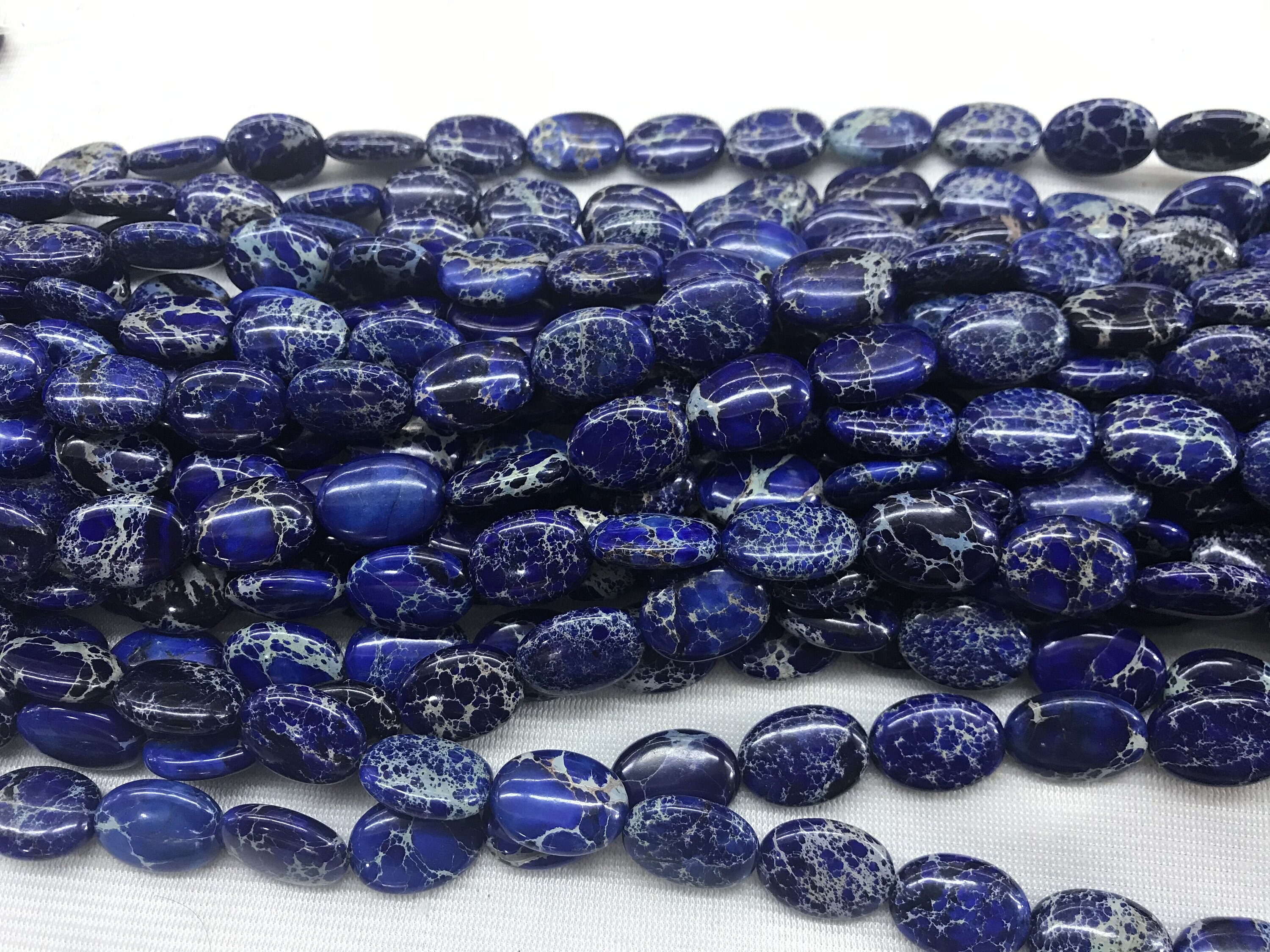 Imperial Jasper 13x18mm Oval Sea Sediment Jasper Dark Blue Dyed