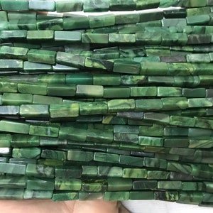 Natural Africa Green Jade 4-5x13-13.5mm Cuboid Genuine Gemstone Tube Loose Beads 15 inch Jewelry Supply Bracelet Necklace Material Wholesale image 2