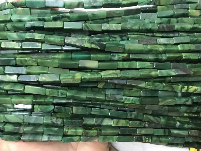 Natural Africa Green Jade 4-5x13-13.5mm Cuboid Genuine Gemstone Tube Loose Beads 15 inch Jewelry Supply Bracelet Necklace Material Wholesale image 2