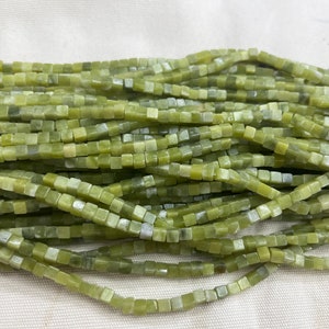 Natural South Green Jade 4mm Cube Genuine Gemstone Loose Beads 15 inch Jewelry Supply Bracelet Necklace Material Support Wholesale
