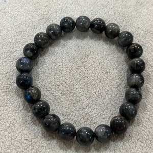 Labradorite gris foncé véritable, 8-8,3 mm, perles de pierres précieuses naturelles, bijoux finis, bracelet 6,9-7 pouces - 1 pièce