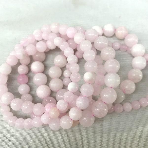 Véritable calcite rose pâle de 4 mm à 10 mm, perles de pierres précieuses naturelles rondes, finition bijoux bracelet - 1 pièce