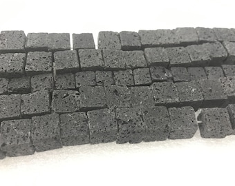 Echte schwarze Lava 6 mm - 12 mm Würfel natürliche vulkanische Gestein lose Perlen 15 Zoll Schmuck Versorgung Armband Halskette Material Unterstützung Großhandel