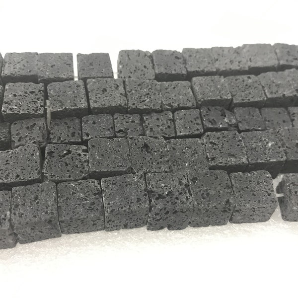 Genuine Black Lava 6mm - 12mm Cube Natural Volcanic Rock Loose Beads 15 inch Jewelry Supply Bracelet Necklace Material Support Wholesale