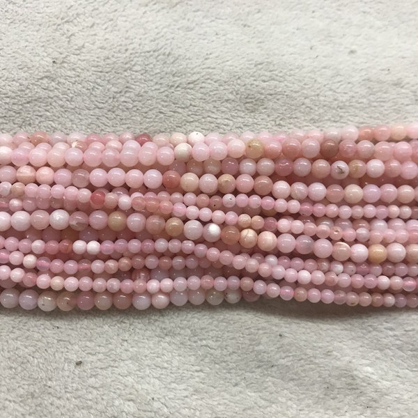 Pale Pink Opal 3mm - 4mm Round Genuine Gemstone Grade AA Loose Beads 15 inch Jewelry Supply Bracelet Necklace Material Support Wholesale
