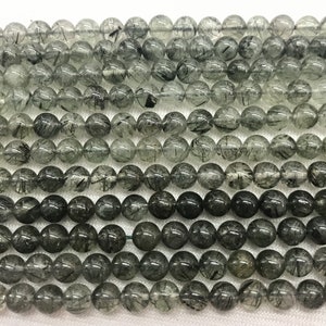 Genuine Green Rutilated Quartz 6mm Round Natural Grade AB Beads 15 inch Jewelry Bracelet Necklace Material Support Wholesale