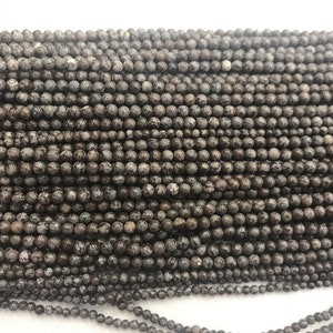 Natural Obsidian Snowflake Brown 2mm / 3mm Round Genuine Gemstone Loose Beads 15 inch Jewelry Supply Bracelet Necklace Material Support