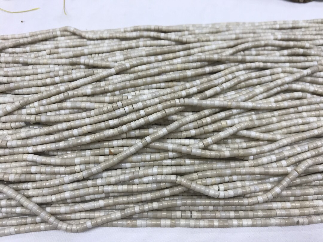 Natural White Fossil Jasper 2x3mm Heishi Genuine Gemstone Loose Beads