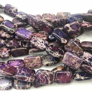 Imperial Jasper 10x14mm / 13x18mm Rectangle Sea Sediment Jasper Purple Dyed Loose Beads 15 inch Jewelry Bracelet Material Supply