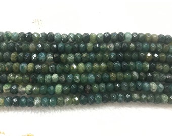 Natural Faceted Moss Agate 4x6mm / 5x8mm Rondelle Cut Genuine Loose Beads 15 inch Jewelry Supply Bracelet Necklace Material Wholesale