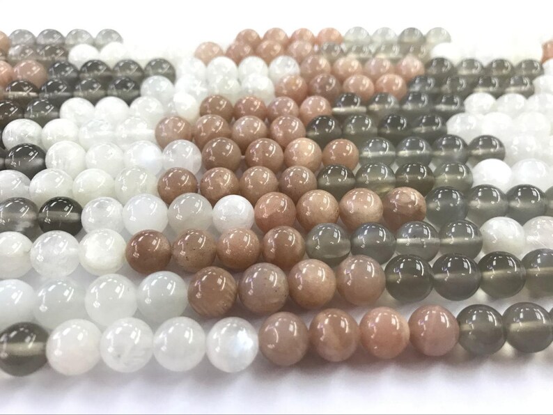 Genuine Multicolor Moonstone 6mm 12mm Round Natural GradeA Loose 3 Colors Beads 15 inch Jewelry Supply Bracelet Necklace Material Support