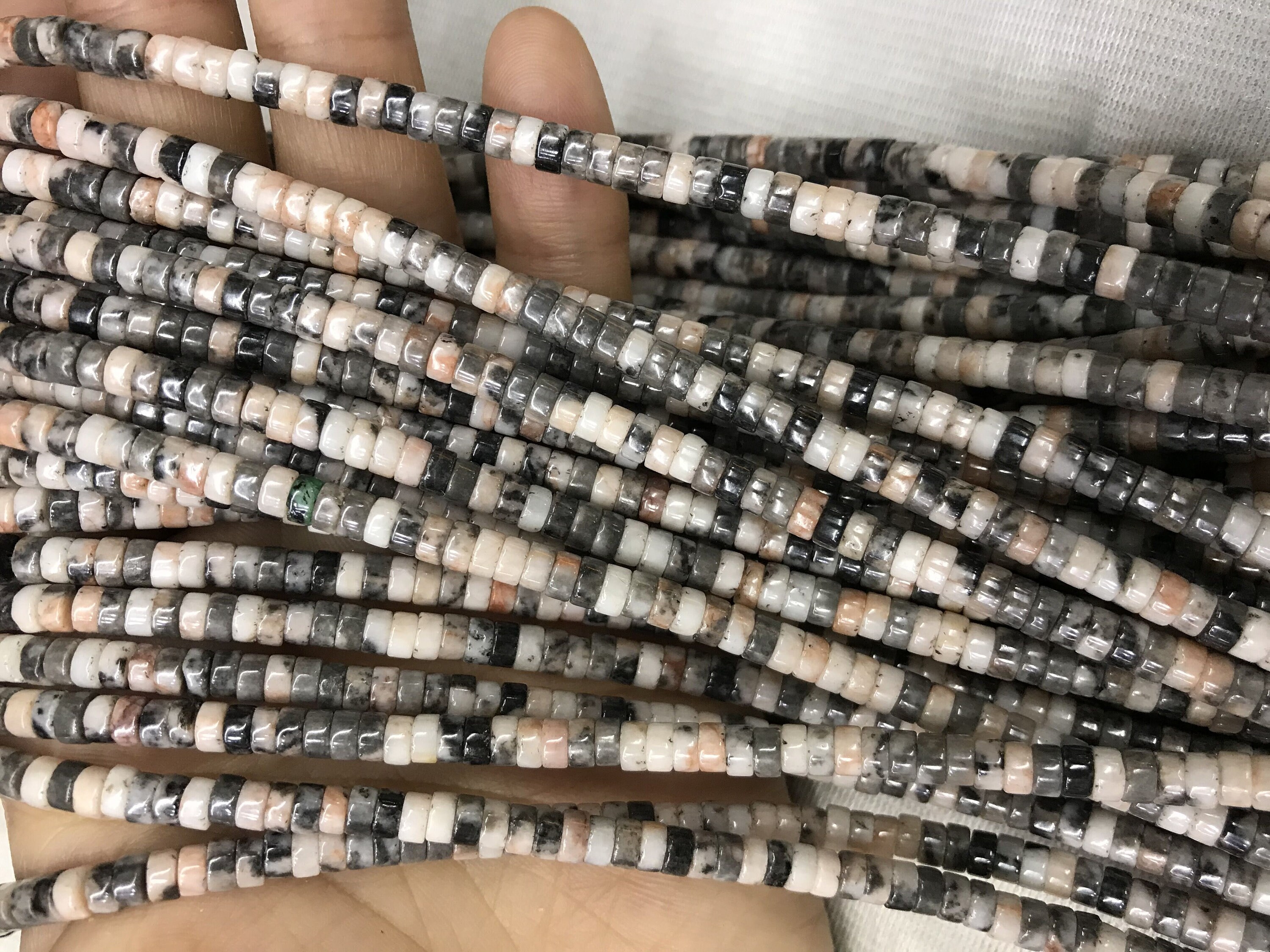 Natural Pink Zebra Jasper 4mm Heishi Genuine Gemstone Loose Beads