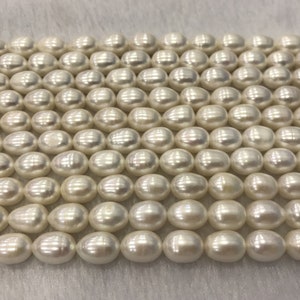 Freshwater Pearl 8-9mm Rice Natural White Loose Beads 15 inch Jewelry Supply Bracelet Necklace Material Support
