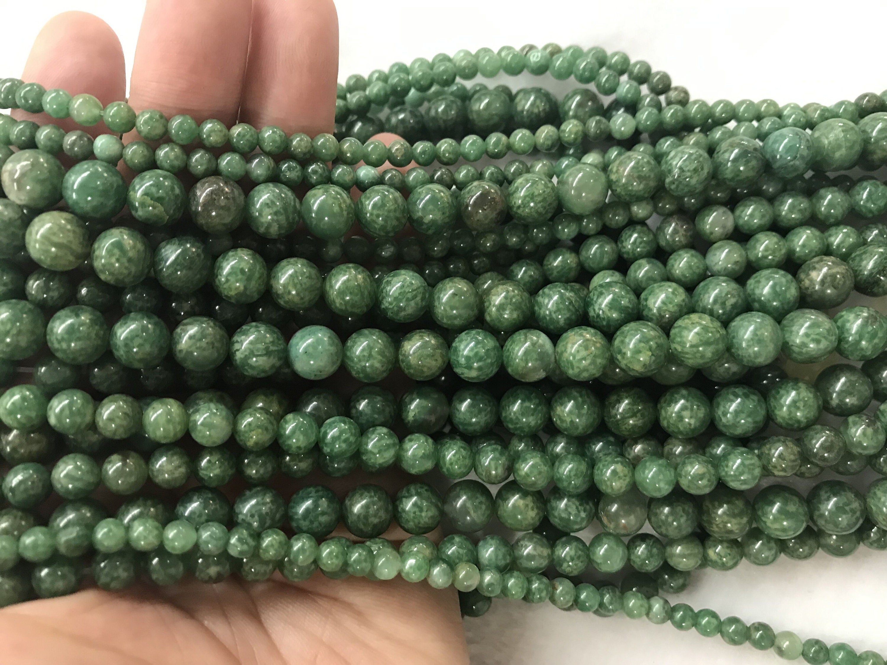 Natural Africa Green Jade 4mm -12mm Round Genuine Gemstone Loose Beads ...