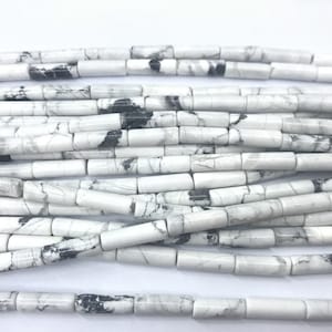 Genuine Howlite 4x13mm Column Natural Loose White Gemstone Tube Beads 15 inch Jewelry Supply Bracelet Necklace Material Support Wholesale