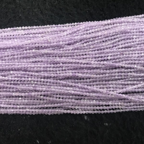 Genuine Faceted Light Purple Jade 2mm - 4mm Round Cut Natural Gemstone Loose Beads 15 inch Jewelry Supply Bracelet Necklace Material Support