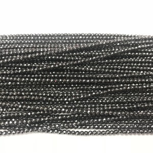 Natural Faceted Hematite 2mm - 4mm Round Cut Genuine Loose Black Beads 15 inch Jewelry Supply Bracelet Necklace Material Support Wholesale