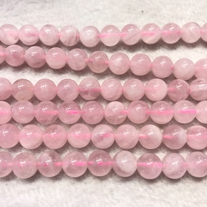 Natural Rose Quartz 6mm - 12mm Round Genuine Madagascar Pink Crystal Loose Beads 15 inch Jewelry Supply Bracelet Necklace Material Support