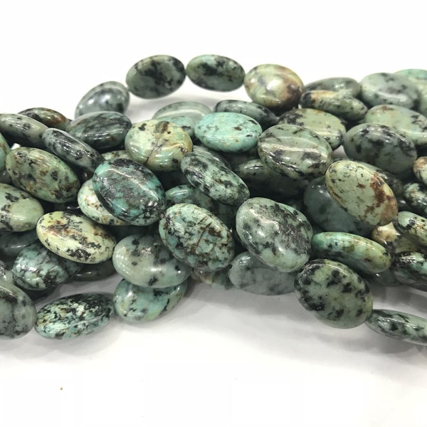 Véritable Afrique Turquoise 13x18mm Ovale Naturel Lâche Vert Perles De Pierres Précieuses 15 pouces Bijoux Fourniture Bracelet Collier Matériel