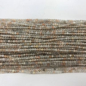 Genuine Faceted Multicolor Moonstone 2mm - 4mm Round Cut Natural Loose Beads 15 inch Jewelry Supply Bracelet Necklace Material Wholesale