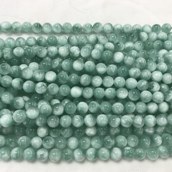 Aqua Green Angelite 6mm - 20mm Round Genuine Gemstone Loose Beads 15 inch Jewelry Supply Bracelet Necklace Material Support Wholesale