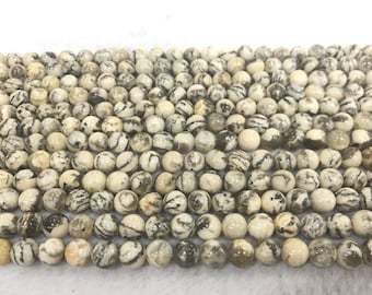 Natural Graphic Feldspar 4mm - 12mm Round Genuine Gemstone Loose Beads 15 inch Jewelry Supply Bracelet Necklace Material Support Wholesale