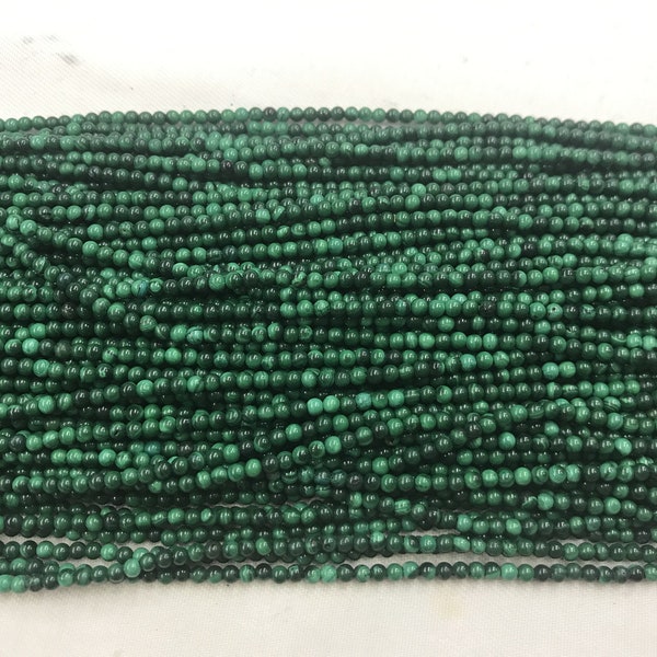 Natuurlijke Malachiet 2mm-3mm ronde groene echte edelsteen losse kralen 15 inch sieraden aanbod armband ketting materiaal ondersteuning groothandel