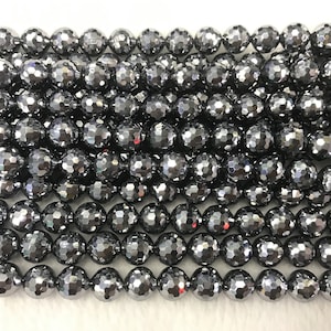 Faceted Terahertz 4mm-16mm Round Cut Gemstone GradeA Loose Beads 15 inch Jewelry Supply Bracelet Necklace Material Support Wholesale