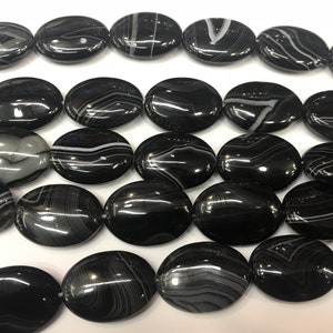 Banded Achat 15x20mm / 18x25mm / 22x30mm / 30x40mm Oval Schwarz Gefärbte Lose Perlen 15 Zoll Schmuck Versorgung Armband Halskette Material Großhandel