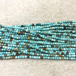 Faceted Blue Turquoise 3-3.5mm Cube Cut Gemstone Loose Beads 15inch Jewelry Bracelet Necklace Material Supply Wholesale
