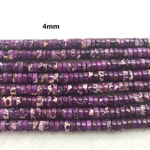 Imperial Jasper 4mm - 8mm Heishi Sea Sediment Jasper Purple Dyed Loose Beads 15 inch Jewelry Supply Bracelet Necklace Material Support