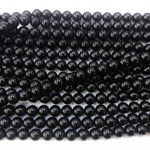 Natural Spinel 4mm - 12mm Round Genuine Black Gemstone Loose Beads 15 inch Jewelry Supply Bracelet Necklace Material Support Wholesale