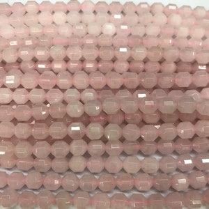 Faceted Rose Quartz 7x8mm Barrel Cut Genuine Gemstone Loose Beads 14inch Jewelry Supply Bracelet Necklace Material Wholesale