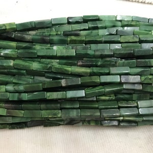 Natural Africa Green Jade 4-5x13-13.5mm Cuboid Genuine Gemstone Tube Loose Beads 15 inch Jewelry Supply Bracelet Necklace Material Wholesale 4-5x13-13.5mm