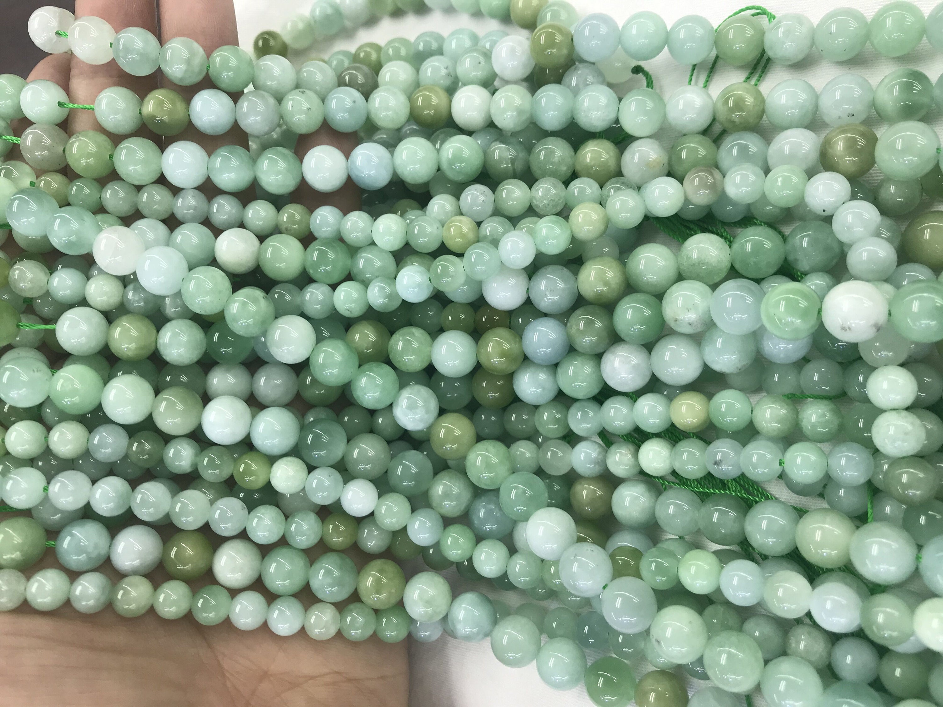 Natural Light Green Jade 6mm 12mm Round Genuine Loose Etsy