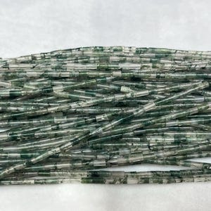 Natural Moss Agate 2x4mm Column Genuine Gemstone Loose Tube Beads 15 inch Jewelry Supply Bracelet Necklace Material Support Wholesale