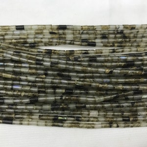 Genuine Labradorite 3x5mm Column Natural Green Gemstone Loose Tube Beads 15 inch Jewelry Supply Bracelet Necklace Material Support Wholesale