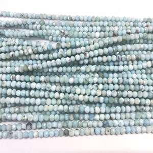 Genuine Faceted Larimar 3mm - 5mm Rondelle Cut Natural Grade A Loose Blue Beads 15 inch Jewelry Supply Bracelet Necklace Material Support
