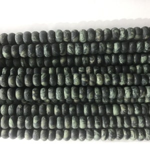 Natural Matte Kambaba Jasper 6mm - 8mm Rondelle Genuine Green Loose Beads 15 inch Jewelry Supply Bracelet Necklace Material Wholesale