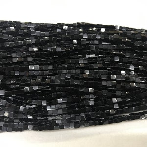 Natural Black Agate 2-2.5mm Cube Genuine Gemstone Loose Beads 15 inch Jewelry Supply Bracelet Necklace Material Support Wholesale