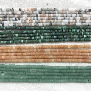 Matte Multi-Stone 4mm Heishi Genuine Gemstone Loose Beads 15 inch Jewelry Supply Bracelet Necklace Material Support Wholesale