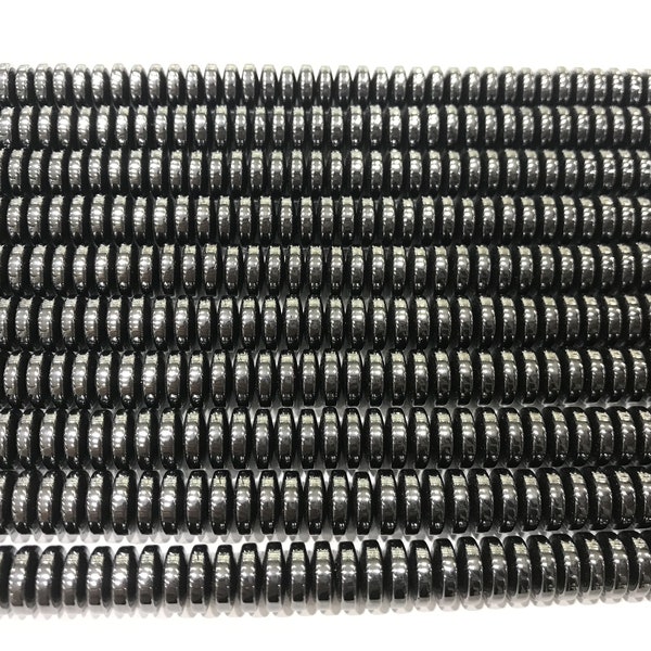 Hematite Rondelle 3mm-12mm Genuine Black Gemstone Loose Beads Grade A 15 inch Jewelry Supply Bracelet Necklace Material Support Wholesale