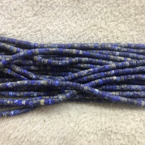 Matte Lapis Lazuli 4mm Heishi Genuine Blue Gemstone Loose Beads 15 inch Jewelry Supply Bracelet Necklace Material Support Wholesale