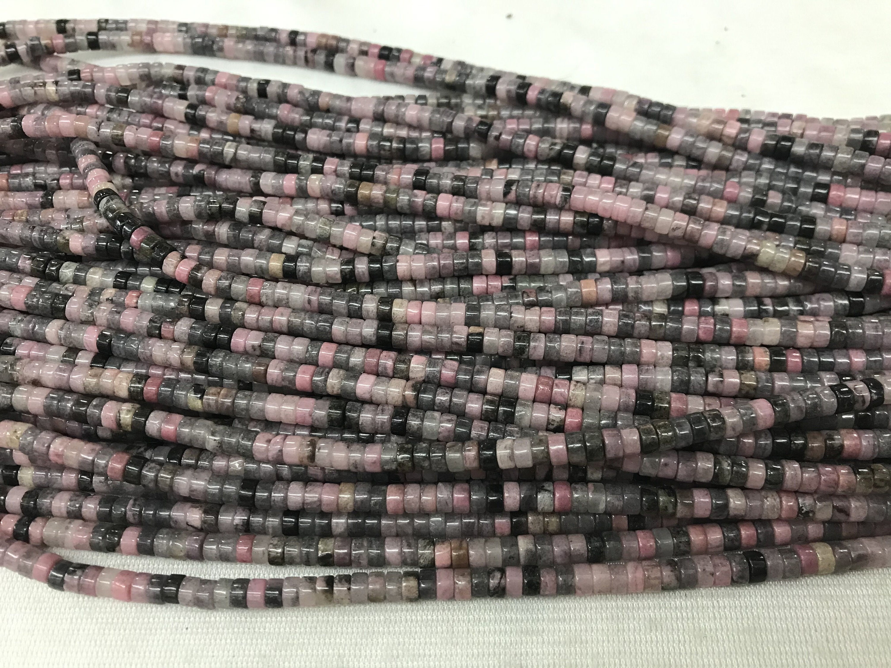 Natural Plum Blossom Jasper 2x4mm Heishi Genuine Gemstone Loose