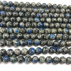 Genuine K2 Jasper 8mm Round Natural Blue Spot Loose Beads Grade AA 15 inch Jewelry Supply Bracelet Necklace Material Support