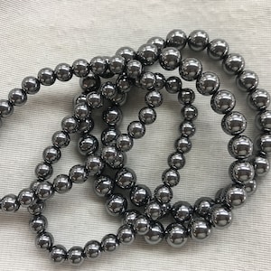 Pierres précieuses rondes terahertz de 6 mm à 8 mm (surface avec quelques égratignures) Bijoux fini perles Bracelet - 1 pièce