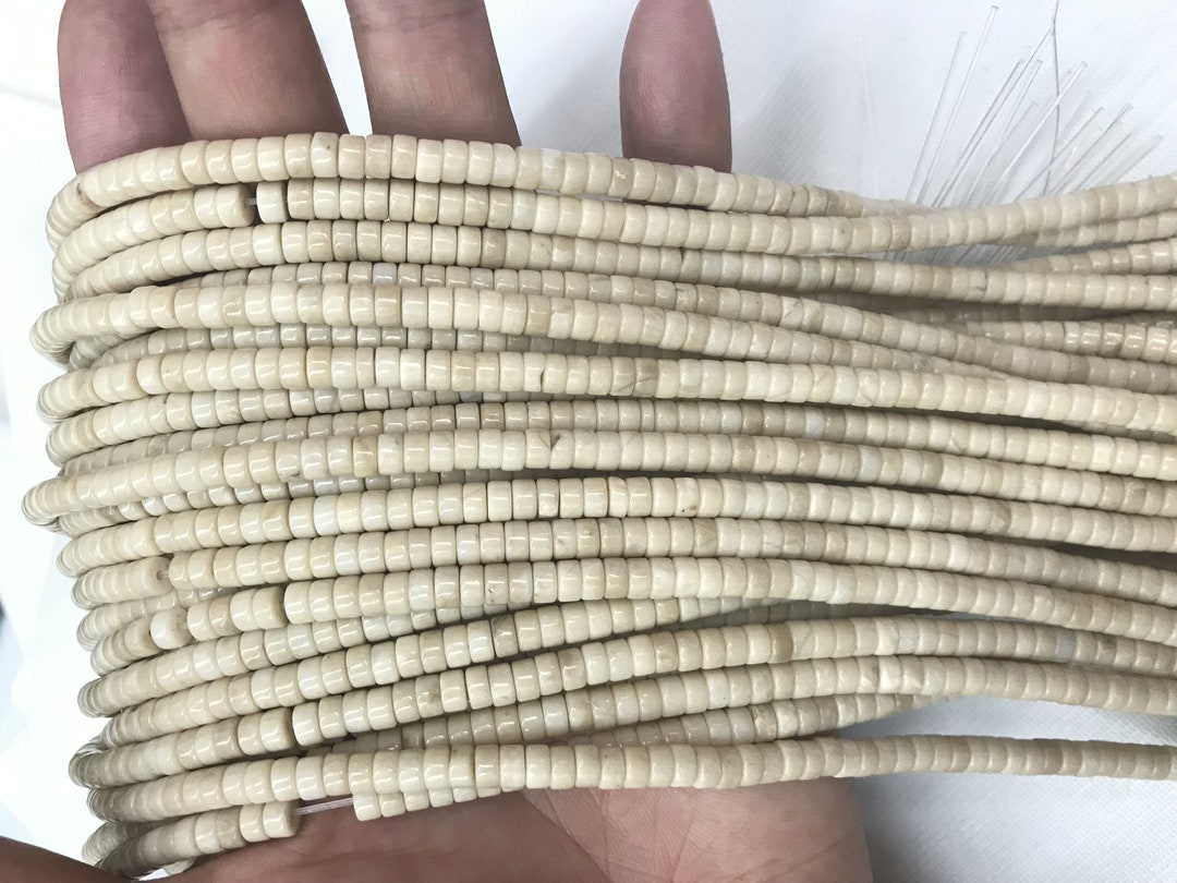 Natural White Fossil Jasper 2x4mm Heishi Genuine Loose Beads 15 Inch