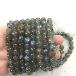 Labradorite grise véritable, perles de pierres précieuses naturelles de 8 à 8,5 mm, bijoux finis, perles de pierres naturelles - 1 pièce